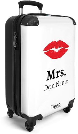 NoBoringSuitcases.com © Hardcase Reisekoffer Koffer Trolleys Hartschale in Handgepäck-Mittelgroß in 2 Bildern (Mrs. mit eigenem Namen, 55x40x20 cm)