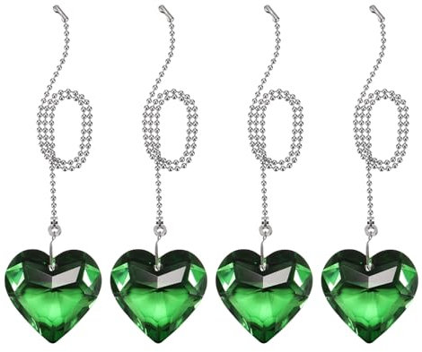 PATIKIL 13 Tiradores de Cadena para Cristal Techo Ventilador 4 Piezas Cadena de Bolas con Conector de Cadena en Forma de Corazón para Techo Ventiladores Lámparas Verde