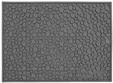 Kuuleyn Tapis de tasse antidérapant Tapis de tasse antidérapant Conception de grains de café Comptoir de bar de bureau Coussin en PVC pour vaisselle, comptoir de cuisine, (Gris)