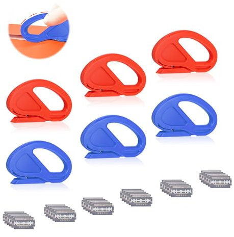 WJUAN 6 Pièces Coupe Papier, Matériau ABS, Ouvre Lettre, Mini Cutter, Coupe Lisse, avec 30 Lames, Convient pour la Couture Quotidienne, Découpe Professionnelle et L'emballage Artisanal