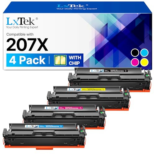 LxTek 207A 207X Mit Chip Kompatibel für HP 207A W2210A 207X W2210X für HP Color LaserJet Pro MFP M283FDW M283FDN M255DW M282NW M255 M282 M283 (4er-Pack)