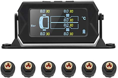 TANGSIYANG ReifendruckprüFer 0-8 0-16 Bar 116 217 PSI Großer Bildschirm 180 Grad Einstellbar 6 Räder LKW Reifen Reifendruck Überwachung System Sensor Reifendruckkontrollsystem(116)