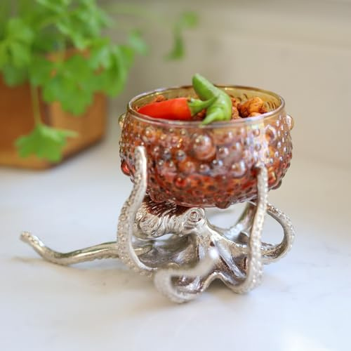 Culinary Concepts London Octopus Holder with Red Amber Glass Bowl