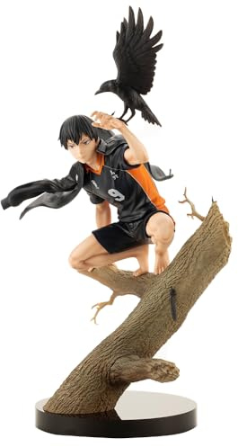 Jiumaocleu Haikyuu Figur Tobio Kageyama Figur Statue, 29cm Anime Figur Haikyuu!! Actionfigur hockt auf dem Stumpf und hält Krähen Szene Skulptur handgefertigte Desktopfigur Sammlergeschenk