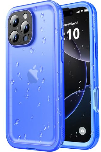 SPORTLINK Cover per iPhone 16 Pro Max Impermeabile 360 Gradi Antiurto, Blu | Militare Protettiva Rugged Resistente Custodia Antipolvere Subacquea IP68 Waterproof, Fotocamera/Schermo Doppia Protezione