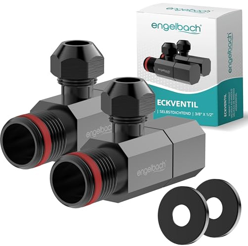 Engelbach® Universal Eckventil 1/2 Zoll selbstdichtend (2er Set) - Eckregulierventil mit Schnellverschluss - öffnet und schließt mit nur 1/4 Umdrehung - für Kalt- und Warmwasserleitungen