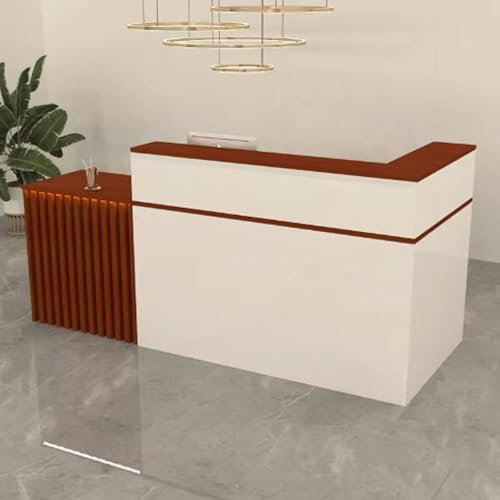 GUQASDV Empfangstheke Rezeption, Empfangstresen für Praxis, Reception Desk Salon, Bürotheke Reception Tisch für Unternehmen, Lobby und Geschäft(White+red,140cm)