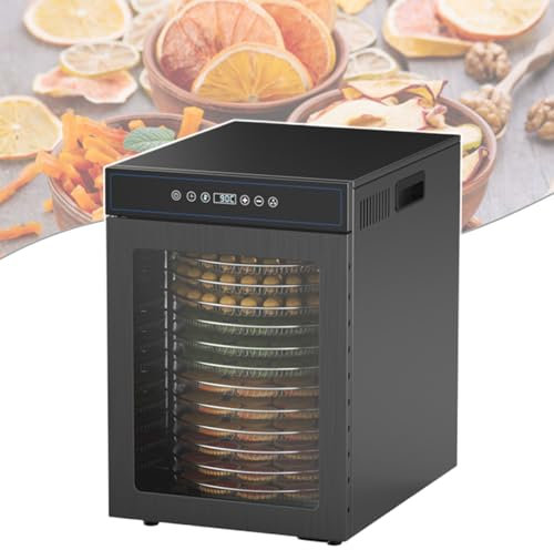 Essiccatore Per Alimenti Con 12 Vassoi In Acciaio Inox, Essiccatore Da 1000 W Per Erbe Aromatiche, Essiccatore Per Carne Secca, Verdure, Frutta, Controllo Della Temperatura A 194ºF,Black-220V