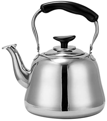 NEBE Bollitore 4L / 5L / 6L / 7L Bollitore da tè ad fischio in Acciaio Inox con Manico in Legno L'acqua Calda Bolle Rapidamente for Stufa Top Tea pentola, Piano Cottura a teiera Stufa Teiera(7L)