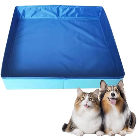 Hundepool, Faltbare Hunde Planschbecken, 50x50x10CM Hundebadewanne, Nicht Unflatbare PVC Hundepool Klein für Kleine Hunde Katze (A)