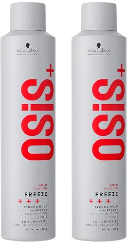 Schwarzkopf Professional OSiS Freeze Long Lasting Smooth Finish Anti-Moisture Thermal Protection Strong Hold Hair Lacquer 300 ml – Pack of 2