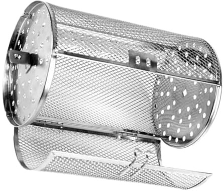 BAZEITFLOW Gabbia Rotante in Acciaio Inox per Forno Elettrico Argento | Chicchi di Caffè e Frutta Secca, Design Uniforme, Resistente alla Ruggine, per Riunioni Familiari e Viaggio