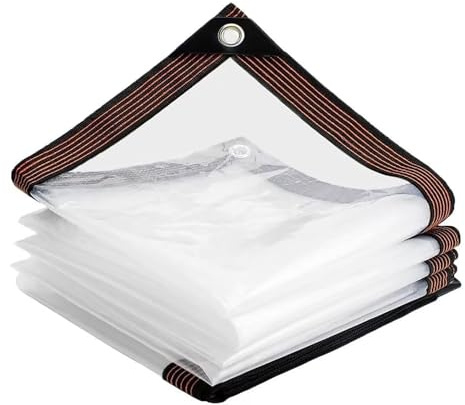 Waterproof Clear Tarpaulin with Eyelets, 3m x 3m PVC Tarps Thicken Tarp Cover, Outdoor Transparent Cover for Garden Patio Lawn Plants Greenhouse or Barn