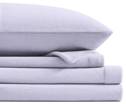Petrichor Flannel Fleece Queen Size Sheet Set Lavender – Ultra Soft Anti-Static Plush Bedding, 4 Piece (1 Fitted Sheet 80×60×16,1 Flat Sheet 102×90,2 Pillowcases 30×20)
