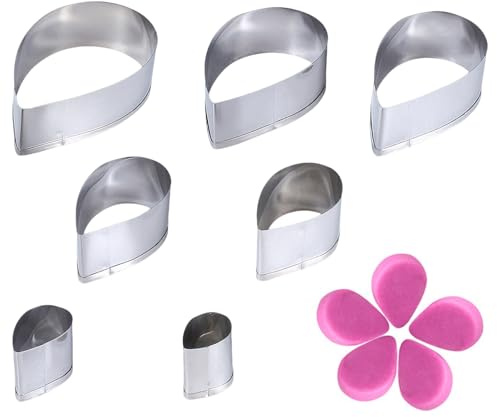 Stainless Steel Rose Petal Cookie Cutters, 7-Piece Set for Baking, Fondant, Sandwich, DIY Desserts and Kitchen Crafts
