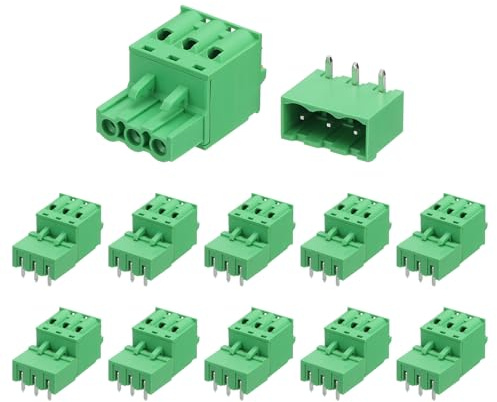 QUARKZMAN 20 Satz 3-Polig PCB-Klemmleiste, 5.08mm Leiterplatten Stecker und Steckdosen Kits Anschlussklemme Block Gebogene Nadel für 28-10AWG Kabel