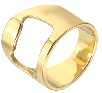 sourcing map Anillos abrebotellas, anillo de acero de titanio, abridor de tapas de botellas, herramienta creativa de apertura de cerveza para hombres y mujeres, fiesta, bar, suministros de decoración
