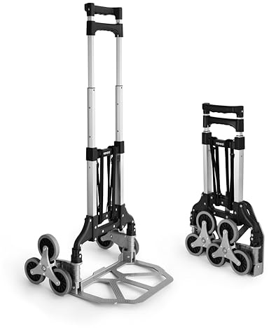 KENDO Sackkarre Treppensteiger Klappbar 80 kg - Faltbare Aluminium Treppensackkarre mit 6 Rädern für Treppen und Lasten - Transportwagen klappbar Transporthilfe Trolley für Haushalt & Umzug