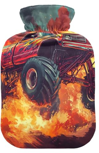 Monster Truck - Bolsa de agua caliente con cubierta suave para cuello, hombros y calambres menstruales, pequeña