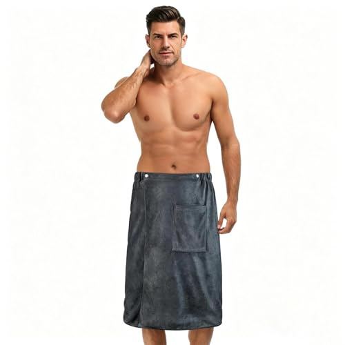 Sumneo Kilt da sauna da uomo, 70 x 140 cm, asciugamano da sauna con cintura regolabile e bottone automatico, asciugatura rapida, ideale per sauna, piscina, spa e palestra