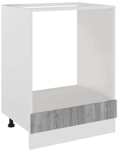 HFXHIJXQ Meuble de Four Encastrable Riga, Buffet de Cuisine pour Micro-Ondes en Bois d'Ingénierie Gris Sonoma, Caisson de Rangement Compact pour Petite Cuisine, 60 x 46 x 81,5 cm