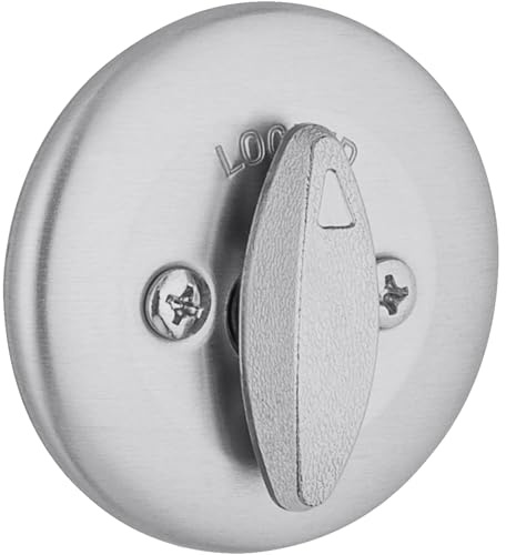 Kwikset 663 Deadbolt Unkeyed Deadbolt Lock, Satin Chrome Round Interior Turn Piece for Front Entry Door, with Latch and Adapter, No Exterior Assembly