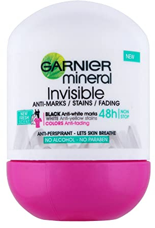 GARNIER MINERAL deodorant roll on INVISIBLE PROTECTION 48H floral touch 50 ml PACK OF 4 (4 x 50 ml)