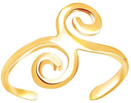 Zehenring aus Gelbgold, Wirbel-Design, verstellbar, Manschetten-Stil, Metall, Kein Edelstein