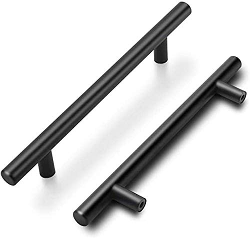 goldenwarm LS201BK224 - Mango de barra hueca de acero inoxidable (15 unidades, con tornillos, 224 mm), color negro