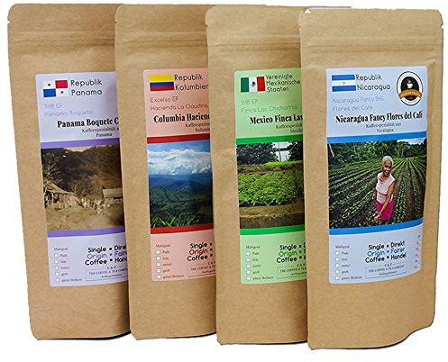 Kaffee Globetrotter - Kaffee Mit Herz 4 x 1 kg Sparpaket (Gemahlen) für Vollautomaten - 4 Sorten Fair Gehandelter Spitzenkaffee Zur Unterstützung Sozialer Projekte Geschenk Set - Aus aller Welt