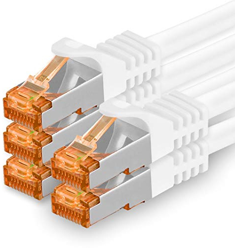 Cat7 Cable de Red Ethernet LAN - 1,5m - Bianco - 5 Piezas Cat 7 Sftp Pimf Lszh - 10 GB s RJ45 Connectores Cat6a compatible con Cat5 Cat6 Cat.7 Cat8