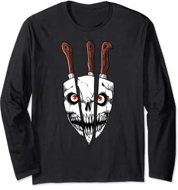 Ensemble de couteaux de cuisine Tête de mort Halloween Manche Longue