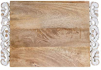 Large Chopping Board Beautiful Cutting Board Tray for Kitchen Mango Wood Handmade Decorative Shabby Chic for Meat, Fruits and Vegetables, (53 x 36 x 2 cm)