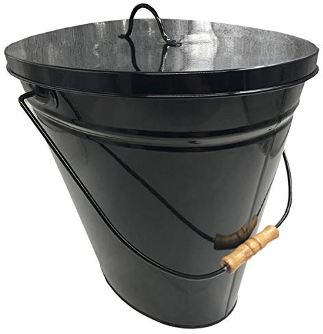 FIREFIX 2088/2S Mehrzweckeimer - Inhalt ca. 22 Liter - mit Deckel und Holzgriff, Stahlblech schwarz, 380 x 260 x 350 mm (BxTxH)