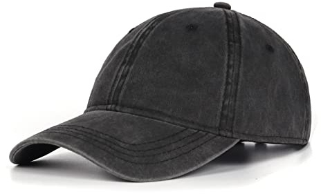 Zylioo Extra Large Baseball Cap for Big Heads, Deep Crown Washed Cotton Running Hat, Adjustable Soft Unstructured Cap Black Gray