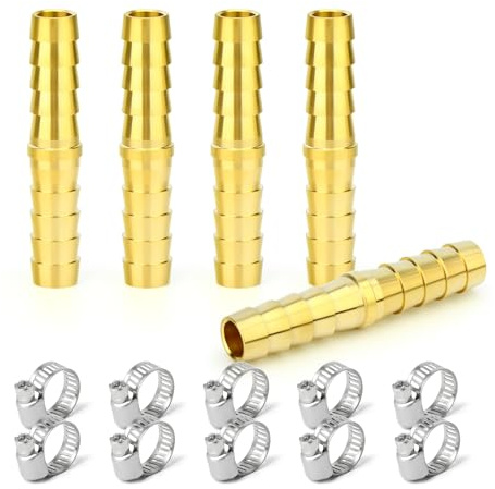 ERGAOBOY 5 pz 9mm connettore a portagomma in Ottone, Raccordo per Tubo Diritto a 2 Vie con Morsetti da 10 pz