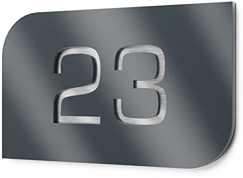 Graviers Design placca numero civico da esterno – 215x150 mm, finitura antracite metallizzato, acciaio inox V2A (AISI 304), personalizzabile