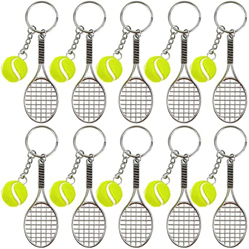 CENRONG Tennis Schläger Schlüsselring,10 Stück Metall Tennis Schlüsselring für Herren,Damen,Mädchen,Sport-Liebhaber Geschenk,kreativer Schlüsselanhänger