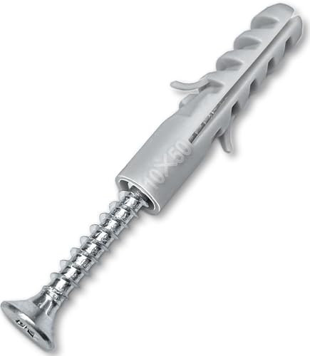 TOPYWMSP Screws and Wall Plugs Set,Zinc Galvanized Self Tapping M6 Screws and M10 Wall Raw Plugs for Masonry Brick Concrete Wall and Repairing, Mounting, Building, Furniture,DIY(20pcs)