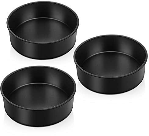 TEAMFAR Juego de 3 moldes redondos para tartas, con núcleo de acero inoxidable con revestimiento antiadherente, 16,2 cm, saludables y no tóxicos, fáciles de limpiar