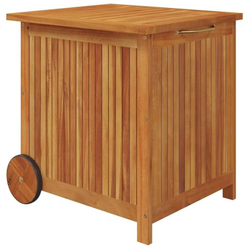 vidaXL Boîte de rangement de jardin avec roues 60x50x58 cm Bois acacia, mobilier de jardin, mobilier de terrasse, coffre de rangement en bois