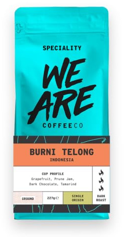 We Are Coffee Co - Indonesia - Burni Telong - Ground Coffee Espresso 227g | Dark Roast | 100% Arabica | Freshly Roasted in the UK