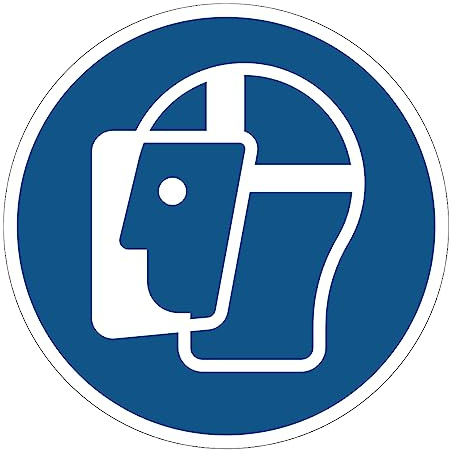 Verpflichtungsaufkleber NF ISO7010 – Wasserfester und UV-beständiger Laminierter Runder Beschilderungsaufkleber – Obligatorisches Schutzvisier - Durchmesser 40 cm | Hinweisschild gemäß NF ISO7010, laminiertes Vinyl, UV-beständig und wasserbeständig, hergestellt in Belgien