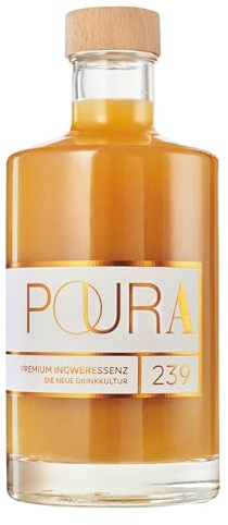 Poura Bio Ingwersirup 495 ml – veganer, leckerer Vitaldrink & Ingwer Shot verfeinert mit Kurkuma, Maca & Goji Beeren – Stilvolles Geschenk für Freunde und Familie