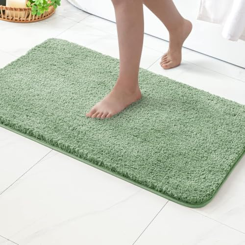 MIULEE Badezimmerteppich Badematte Weiche rutschfest Grün 50x80 cm | Badteppich Fußmatte Badematten & Badteppiche Bettvorleger Flauschig Teppich Duschmatte für Bade & Wohnzimmer Schlafzimmer