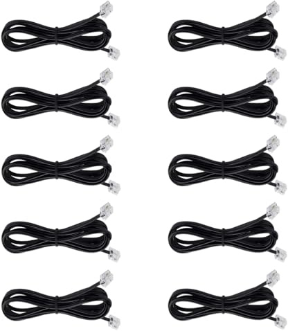 OMITUOFO 6-Feet Telephone landline Extension Cord Cable Cord with Standard RJ-11 6P4C Modular Plug for Landline Telephone Modem Accessory 10PACK