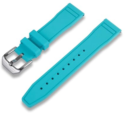 Crafter Blue UX07 20MM Straight End Watch Band FKM Rubber Watch Strap Replacement for All 20mm Width Lug Watches, Turguoise