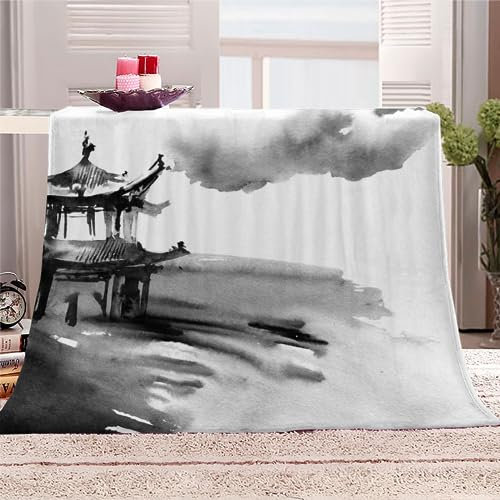 Japan Kirschblüten Fleece Flauschig Kuscheldecke für Mädchen Jungen Landschaft Sofa Flanelldecke Warme Kinderdecke Wohndecke für Bett Klimaanlage Decke Nap Decke Babydecke Winter Blanket 100x130cm