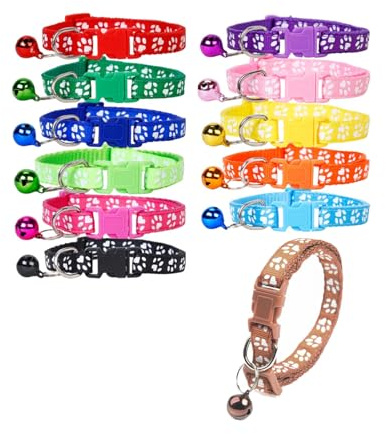 LIANRISES 12 st valphalsband valpning 19–31 cm valphalsband valpar kattunge halsband valp hundhalsband brytande hundhalsband med klockor snabbfrigörande spänne justerbara säkerhetshalsband