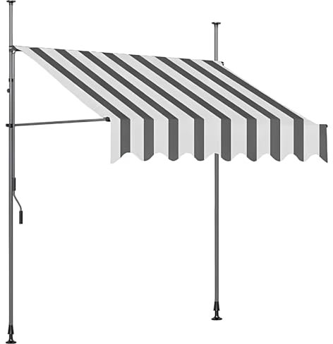 LLZJDDPLY Klemmmarkise mit Handkurbel 200-300cm Balkonmarkise ohne Bohren, UV-beständig höhenverstellbar Sonnenschutz wasserabweisend, Einfache Montage(Color:Gray+w,Size:350x180cm/137x70.8in)